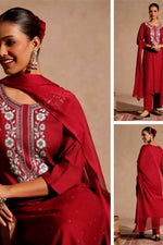 Load image into Gallery viewer, Rayon red with work