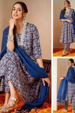 Load image into Gallery viewer, Cotton blue with print