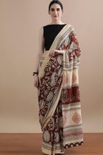 Load image into Gallery viewer, Bagru block print cotton sarees