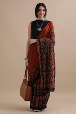 Load image into Gallery viewer, Bagru block print cotton saree