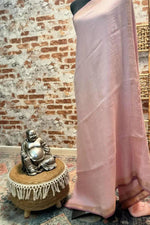 Load image into Gallery viewer, Pure linen saree light lavender with light pink border