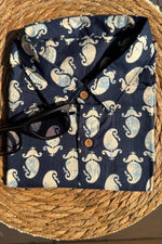 Load image into Gallery viewer, Indigo paisley cotton shirt