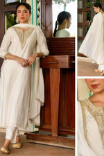 Load image into Gallery viewer, Chanderi white with work