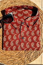 Load image into Gallery viewer, Maroon Paisley block print cotton shirts