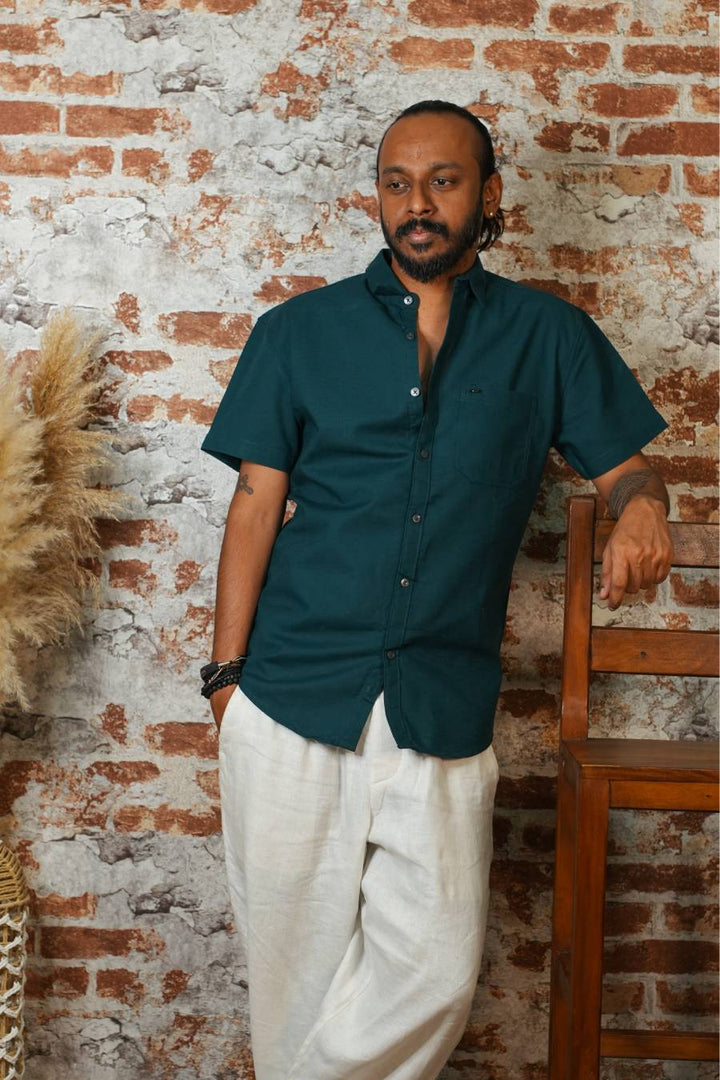 Cotton flex green shirt