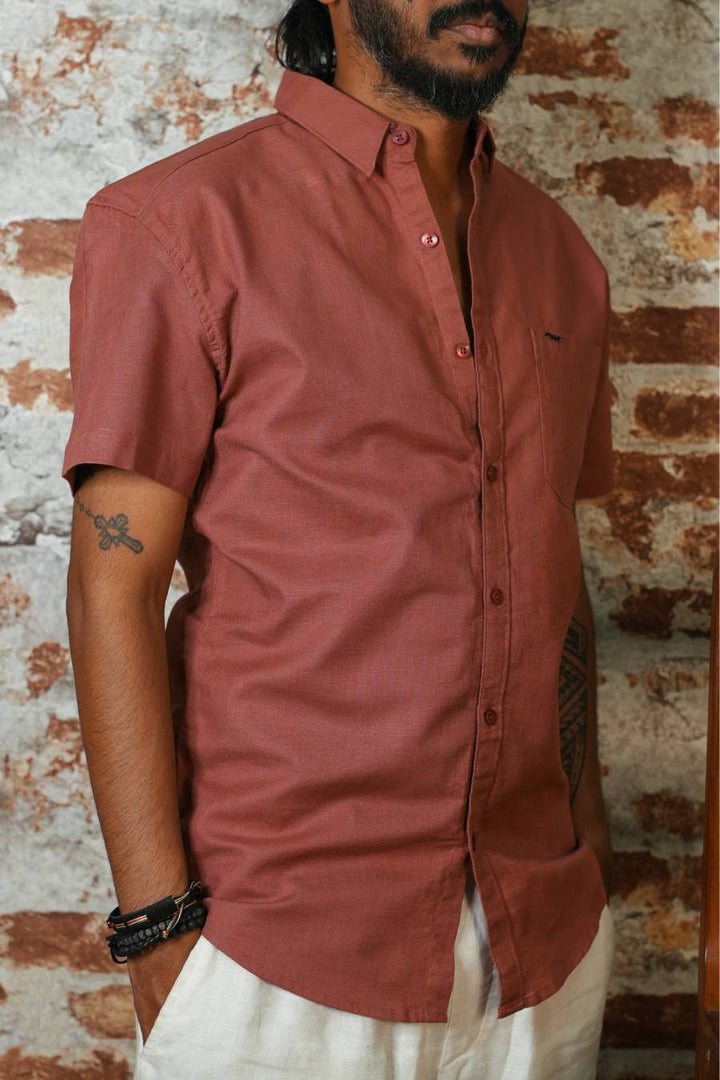 Cotton flex brown shirt