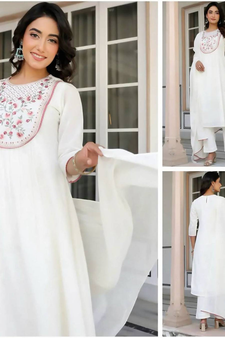 Mull cotton White with work