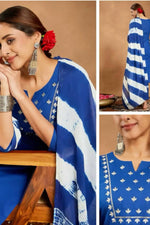 Load image into Gallery viewer, Cotton bule with work
