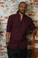 Load image into Gallery viewer, Cotton flex maroon shirt
