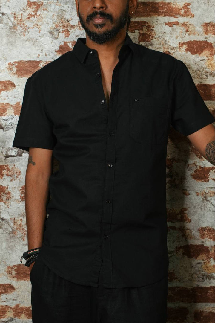 Cotton flex black shirt