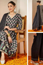 Load image into Gallery viewer, Rayon black with print
