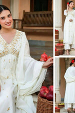 Load image into Gallery viewer, Mull cotton white with work
