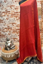 Load image into Gallery viewer, Pure linen Deep vermilion red with golden mustard border
