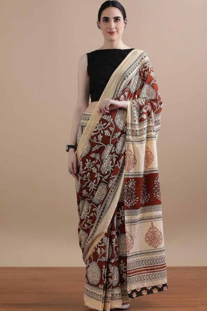 Bagru block print cotton sarees