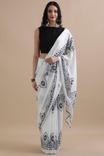 Load image into Gallery viewer, Bagru block print cotton saree
