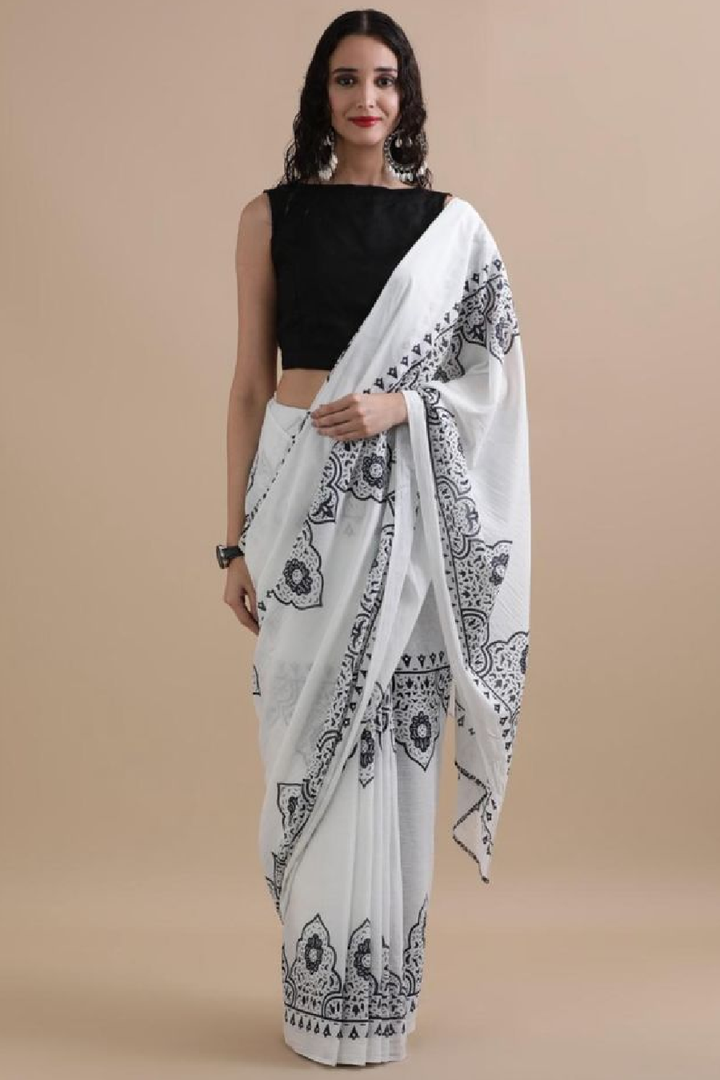 Bagru block print cotton saree