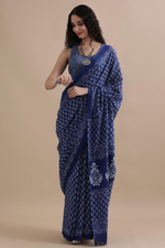 Load image into Gallery viewer, Bagro block print cotton saree
