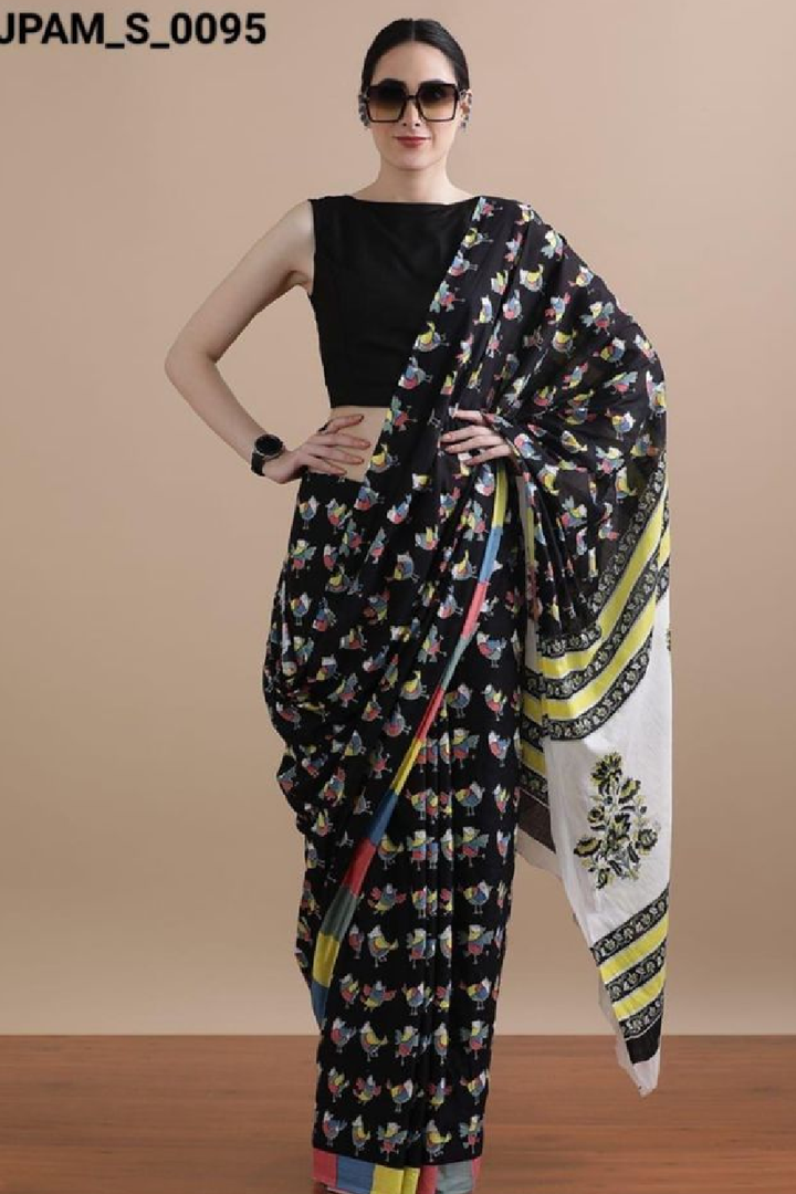 Bagru block print cotton saree