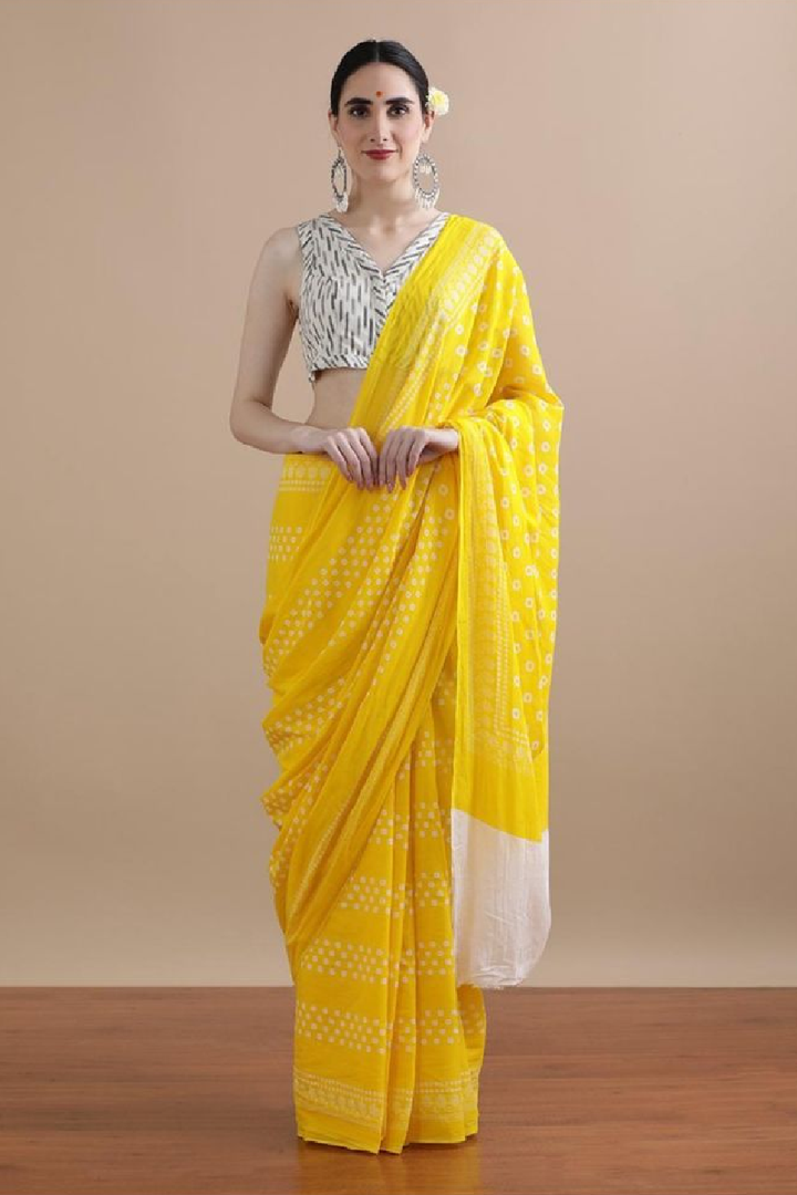 Bagru block print cotton saree