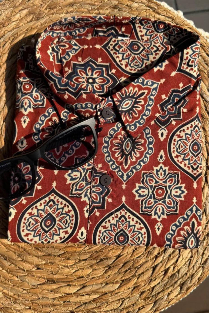 Ethnic boho mandala motifs cotton shirt