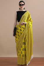 Load image into Gallery viewer, Bagru block print cotton saree
