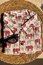 Load image into Gallery viewer, Ivory cotton shirt with red and grey elephant

