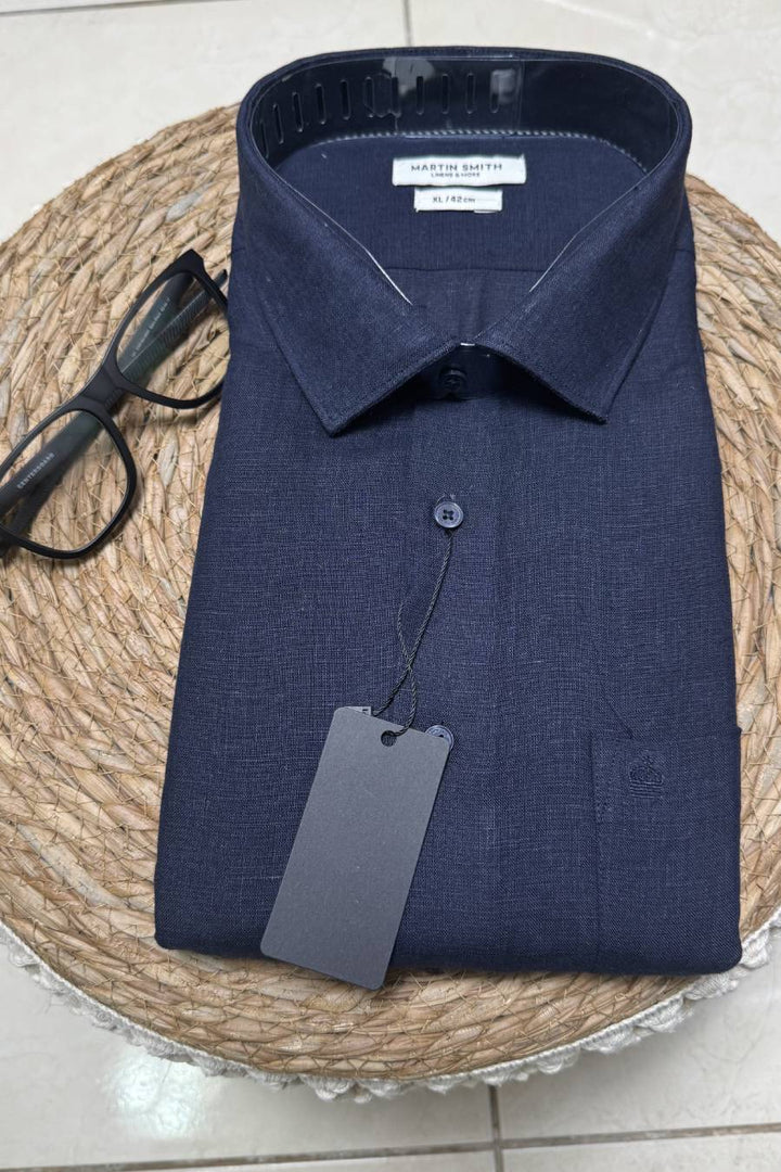 Navy blue pure Linen shirt