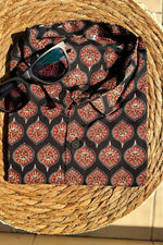 Load image into Gallery viewer, Black ajrakh motif cotton shirt
