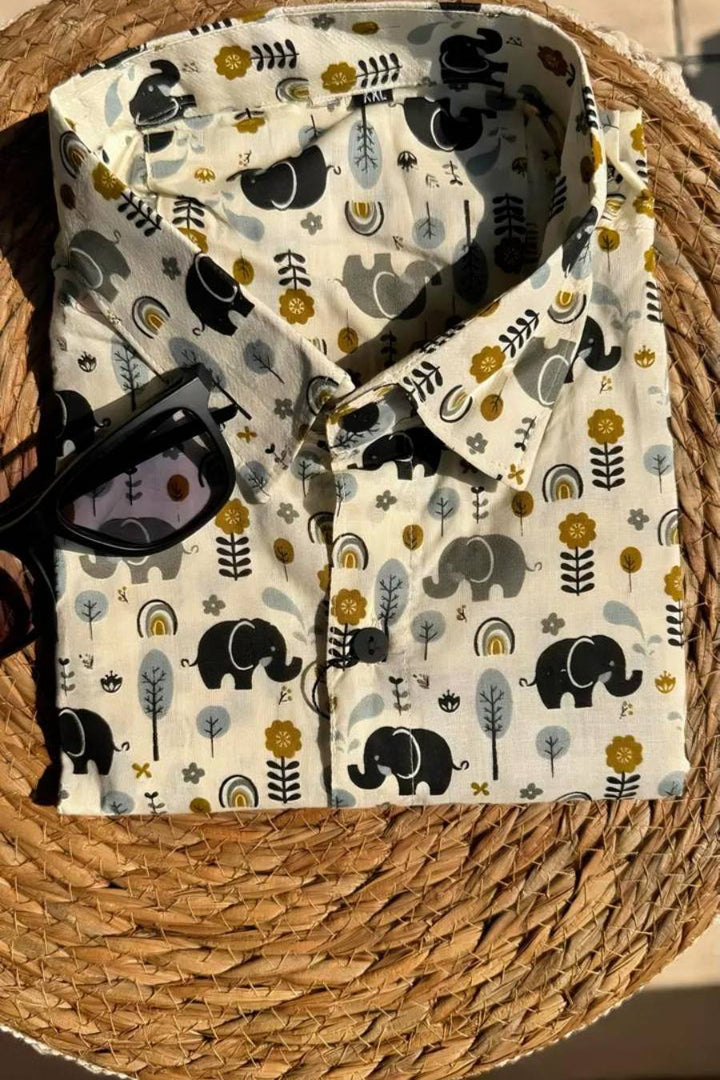 Elephant print cotton shirt