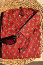 Load image into Gallery viewer, Terracotta red floral cotton shirt
