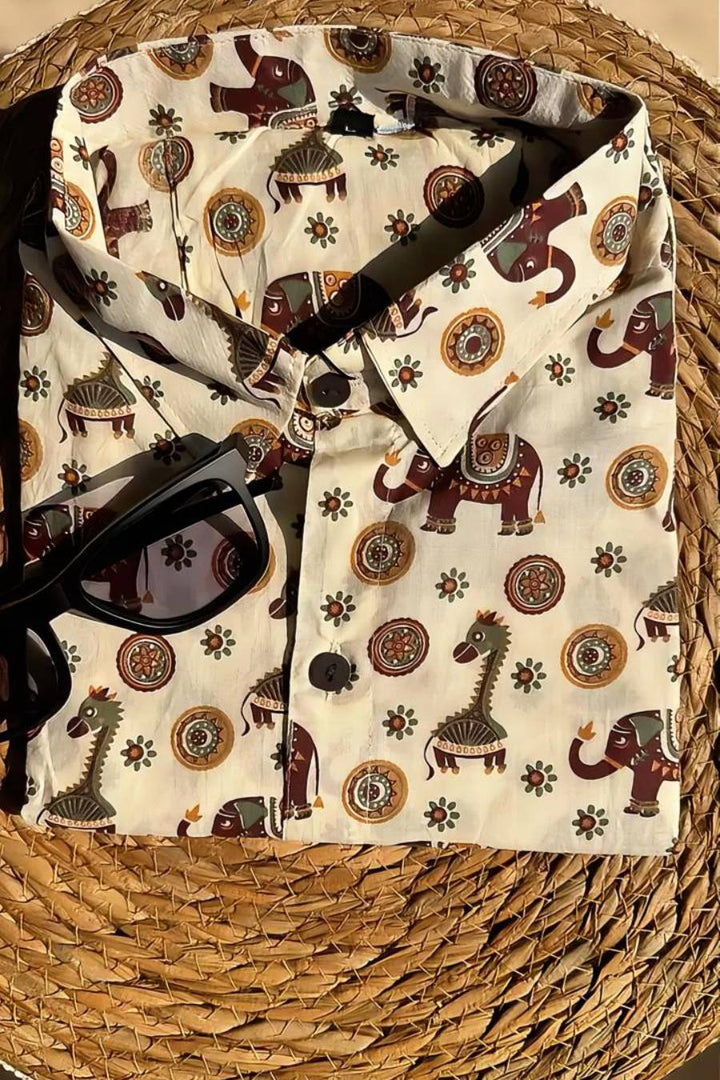 Elephant & Giraffe print cotton shirt
