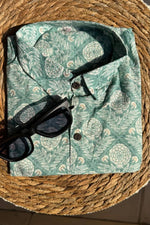 Load image into Gallery viewer, Mint green floral cotton shirt
