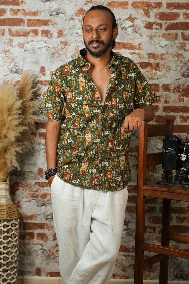 block print half sleeve shirt